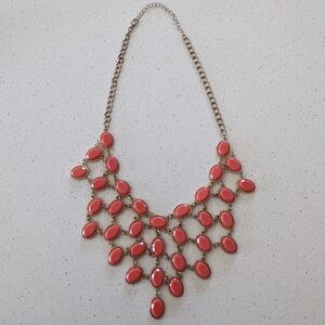 Orange Coral Stone Bib Necklace